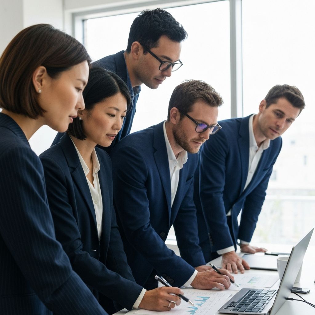 Equipo profesional de gestión patrimonial trabajando en estrategias de inversión